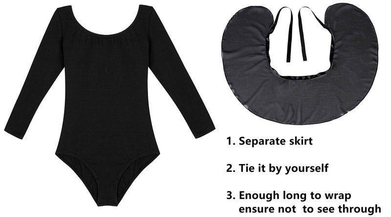 DANSHOW Girls Team Basic Long Sleeve Leotard with Skirt Kid Dance Ballet Tutu Dress(KD3028-XXL-06) - Image 3